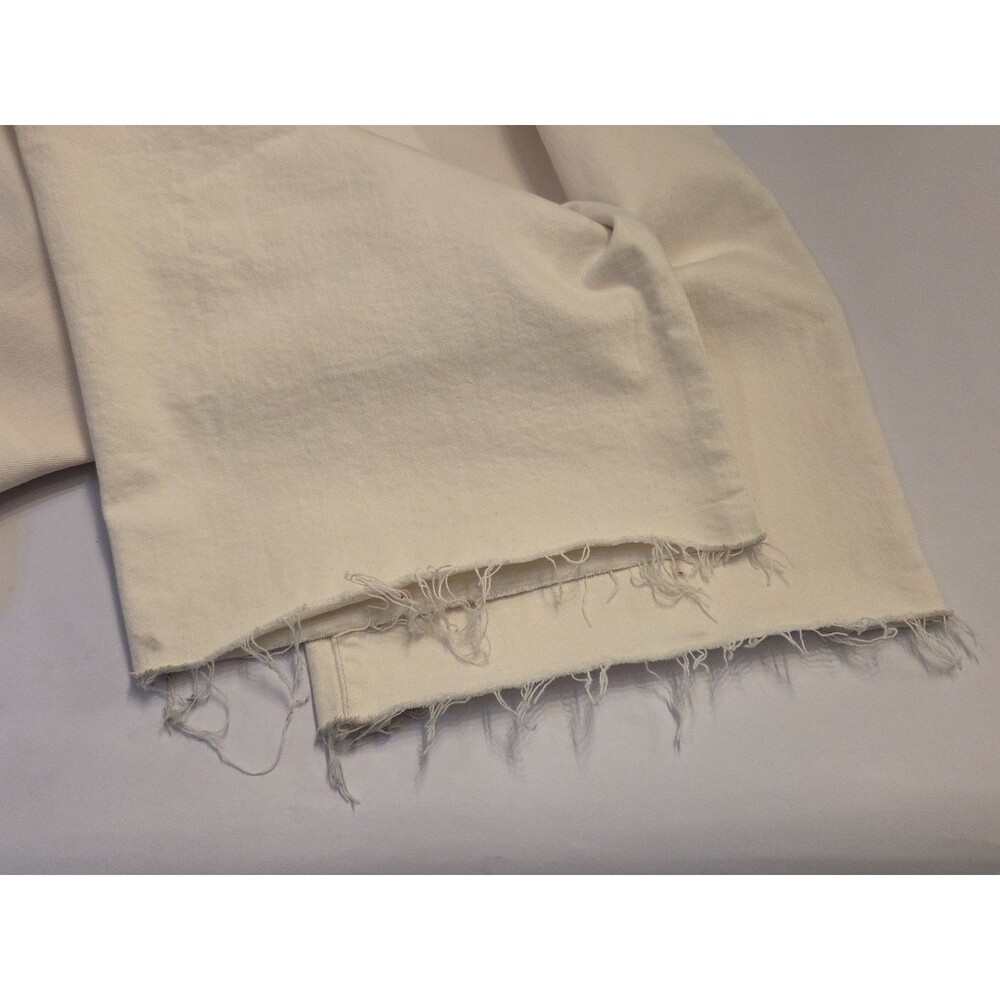 Madewell Emmett Wide Leg Jeans Patch Pocket Ivory 32 High Rise Raw Edge Hem Read - Picture 9 of 13